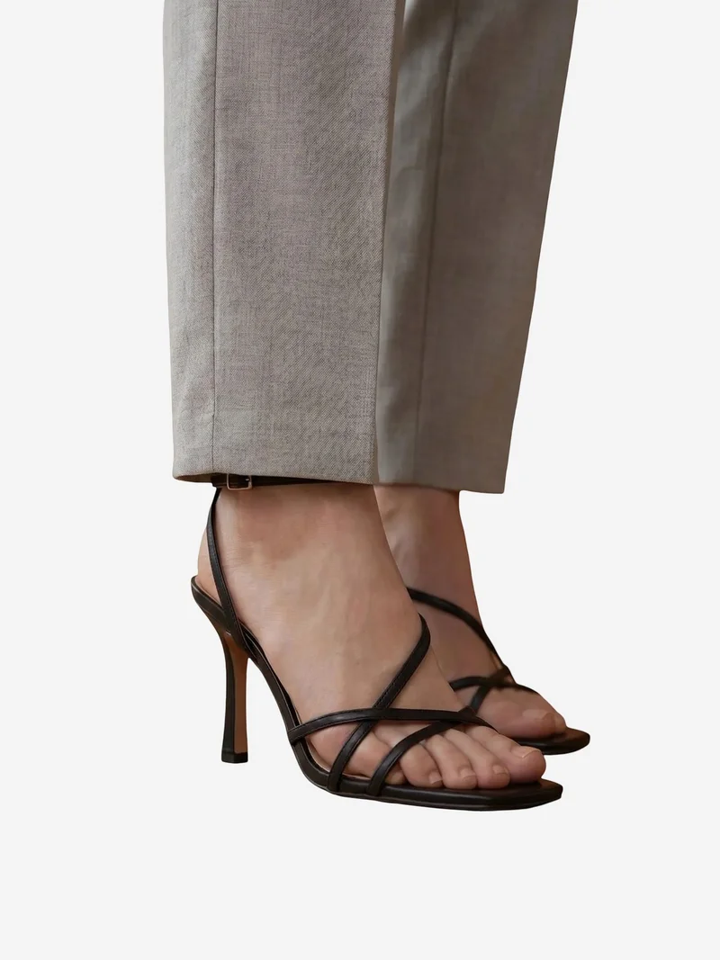 My Fashion Light Grey MY FASHION High-Waist Straight-Leg Crepe Trousers with Belt for Women | Best Price UAE