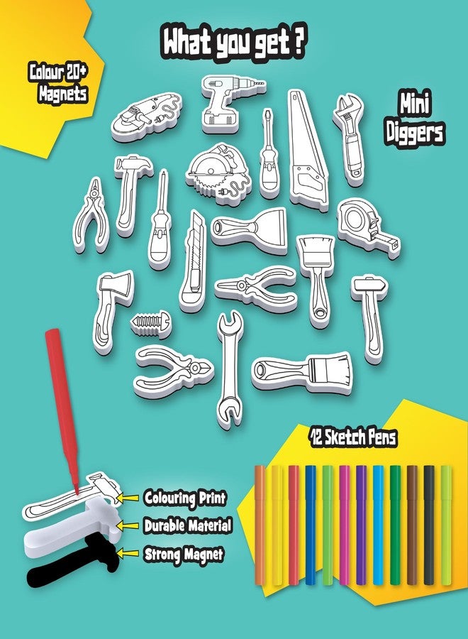 Play Panda MYM Colour & Play Tiny Tools Craft Kit for Kids, Make 20+ Fridge Magnets - Image 4
