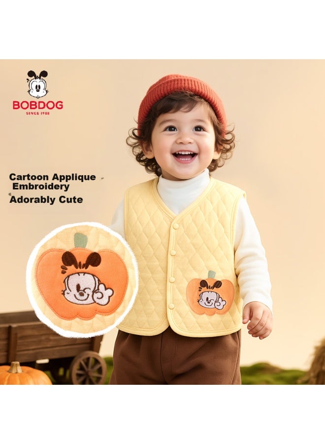Bobdog Kids Vest Spring And Autumn Sleeveless Jacket Boys And Girls Loose Casual Baby Cotton Pink Floral 80 - Image 3