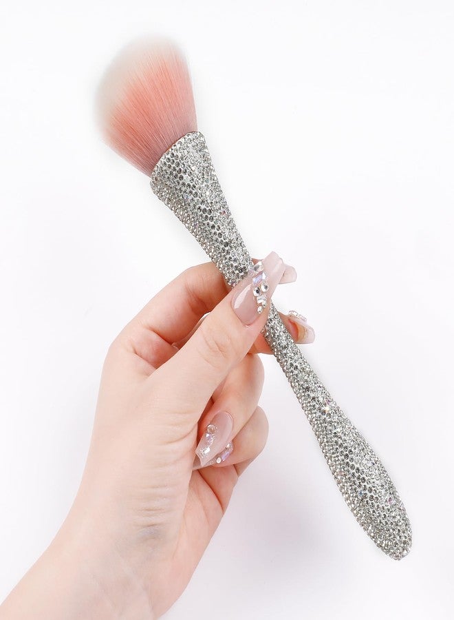 heemeei Nail Dust Brush with Shiny Rhinestones, Dust Brush for Nails, Fluffy Nail Duster Brush for Acrylic Nails Powder Remover, Acrylic Cleaning Brush Acrylic Nail Tools - Image 1