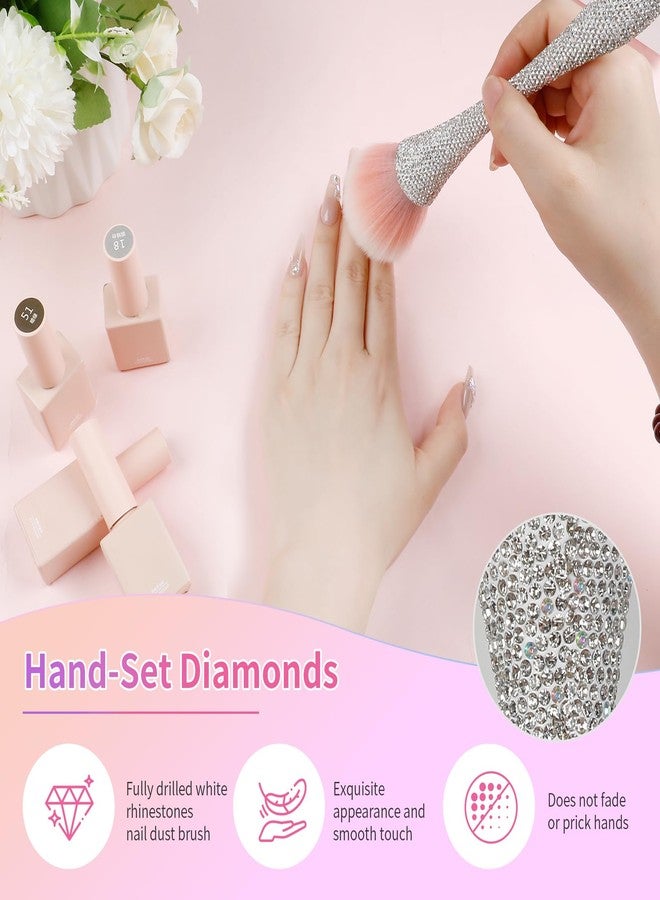 heemeei Nail Dust Brush with Shiny Rhinestones, Dust Brush for Nails, Fluffy Nail Duster Brush for Acrylic Nails Powder Remover, Acrylic Cleaning Brush Acrylic Nail Tools - Image 2