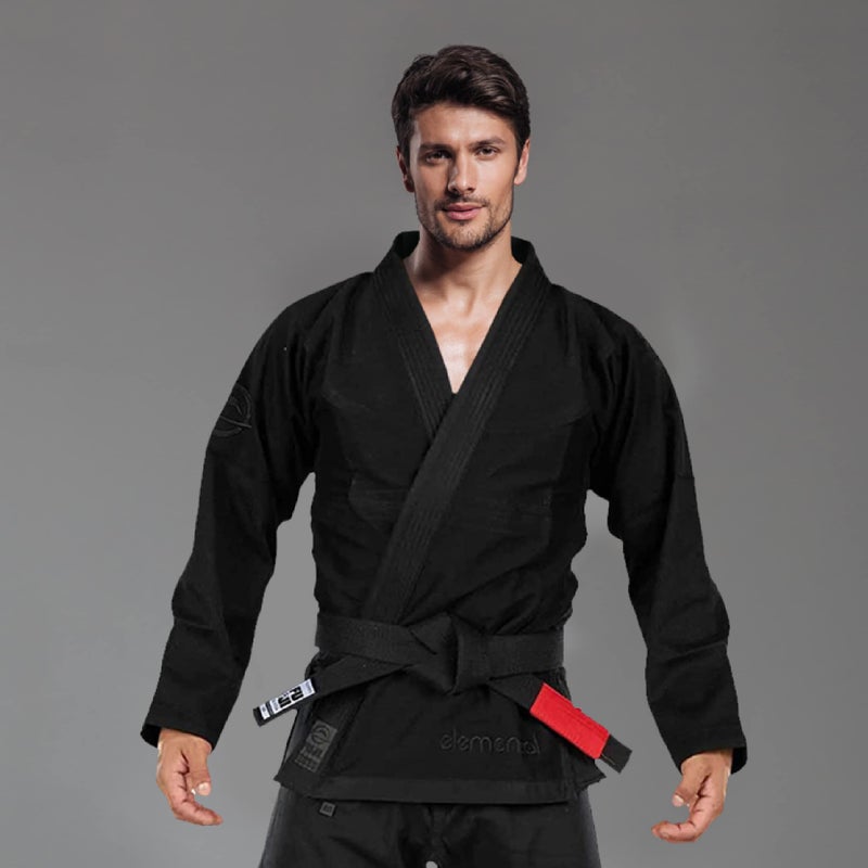 FUJI Elemental Brazilian Jiu Jitsu Gi, BJJ Uniform with Pearl Weave Jacket, made from Cotton Blend Black, Size A1 - Image 3