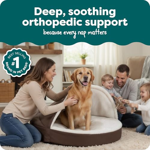 Furhaven 44 Round Orthopedic Dog Bed for Large Dogs w Removable Washable Cover For Dogs Up to 80 lbs Sherpa Suede Snuggery Espresso 44inch - Image 3