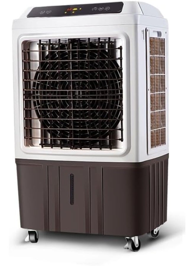 Black And White Air Cooler, 50 Liters, Digital, White and Brown - AC-50 D