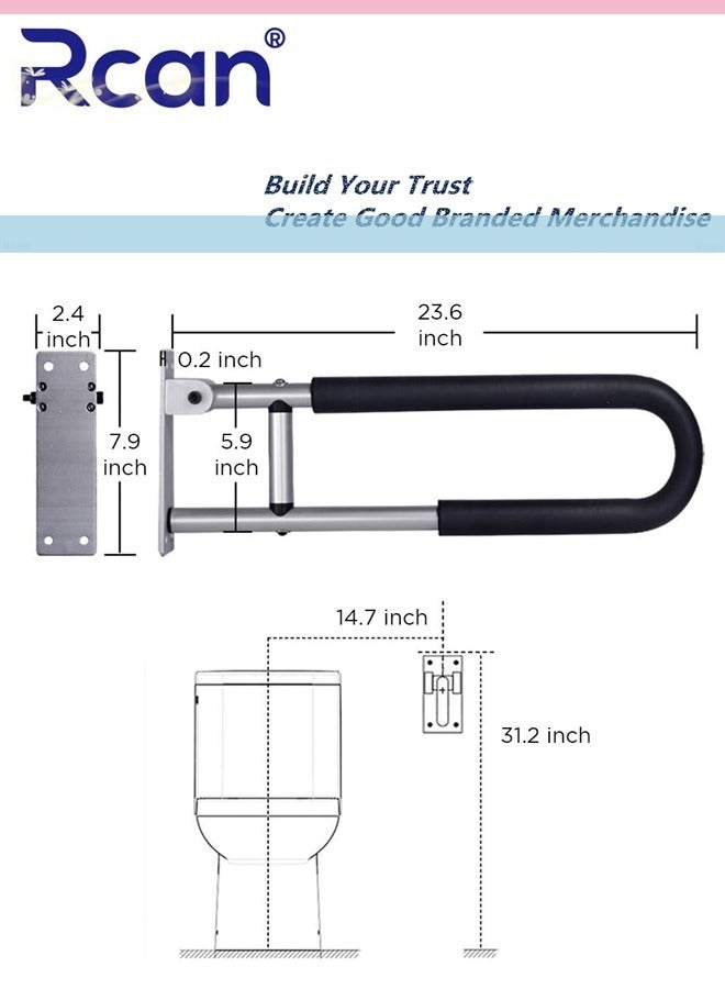 Rcan Handicap Grab Bars Rails 23.6 Inch Toilet Handrails Fall Slip Bathroom Safety Bar Hand Support Rail Handicapped Handrail Accessories for Seniors Elderly Disabled Screw In Safety Grab Bar Handle Mounted Bath Grips  - Image 2