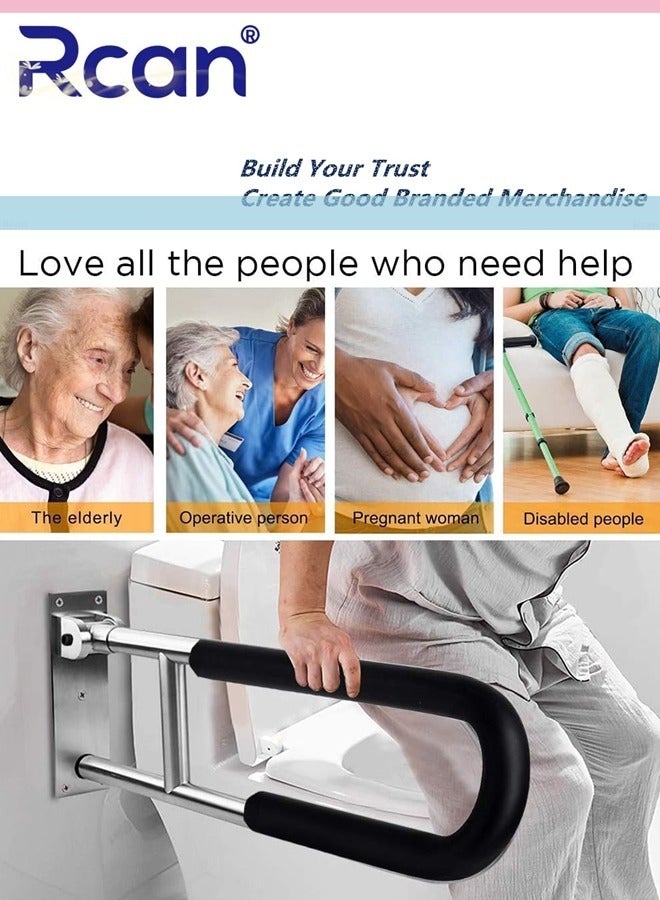 Rcan Handicap Grab Bars Rails 23.6 Inch Toilet Handrails Fall Slip Bathroom Safety Bar Hand Support Rail Handicapped Handrail Accessories for Seniors Elderly Disabled Screw In Safety Grab Bar Handle Mounted Bath Grips  - Image 5