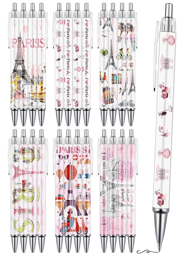 Wxiben Paris Ballpoint Pens Set - 24PCS City Travel Souvenirs Gifts French Paris Pen Eiffel Tower Smooth Writing Ballpoint Bulk for Women Girls Teacher Traveler Office School Supplies Party Gift - Image 1