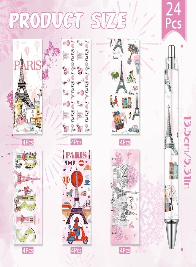 Wxiben Paris Ballpoint Pens Set - 24PCS City Travel Souvenirs Gifts French Paris Pen Eiffel Tower Smooth Writing Ballpoint Bulk for Women Girls Teacher Traveler Office School Supplies Party Gift - Image 3
