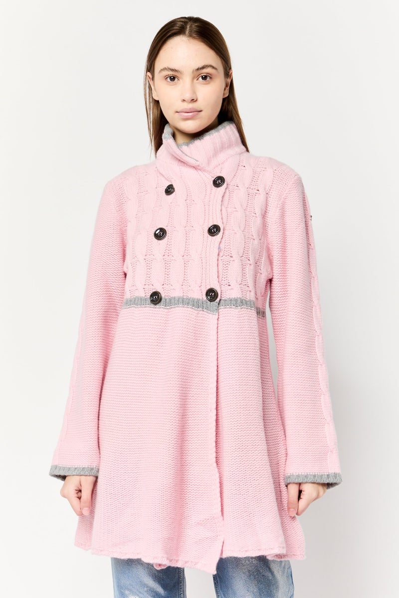 Harmont & Blaine Women Spread Collar Knitted Cardigan, Pink  - Image 1