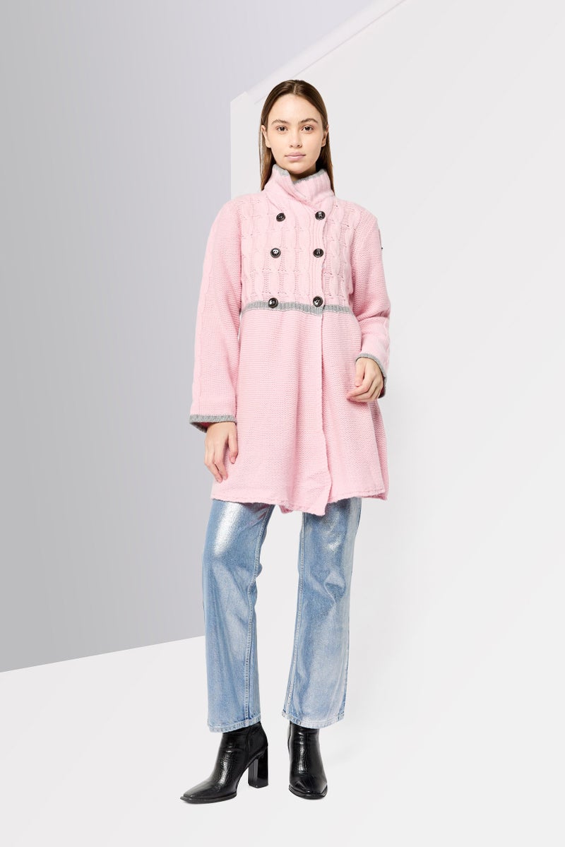 Harmont & Blaine Women Spread Collar Knitted Cardigan, Pink  - Image 3
