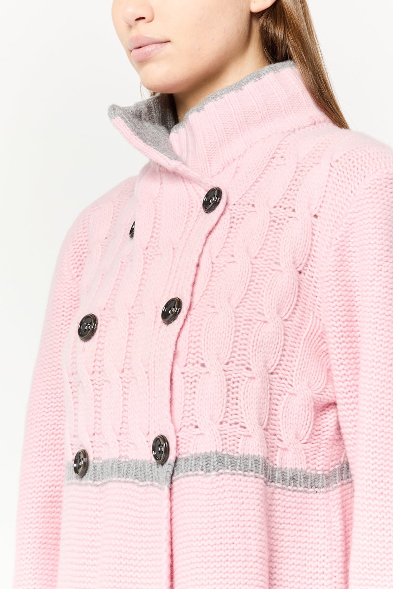 Harmont & Blaine Women Spread Collar Knitted Cardigan, Pink  - Image 2