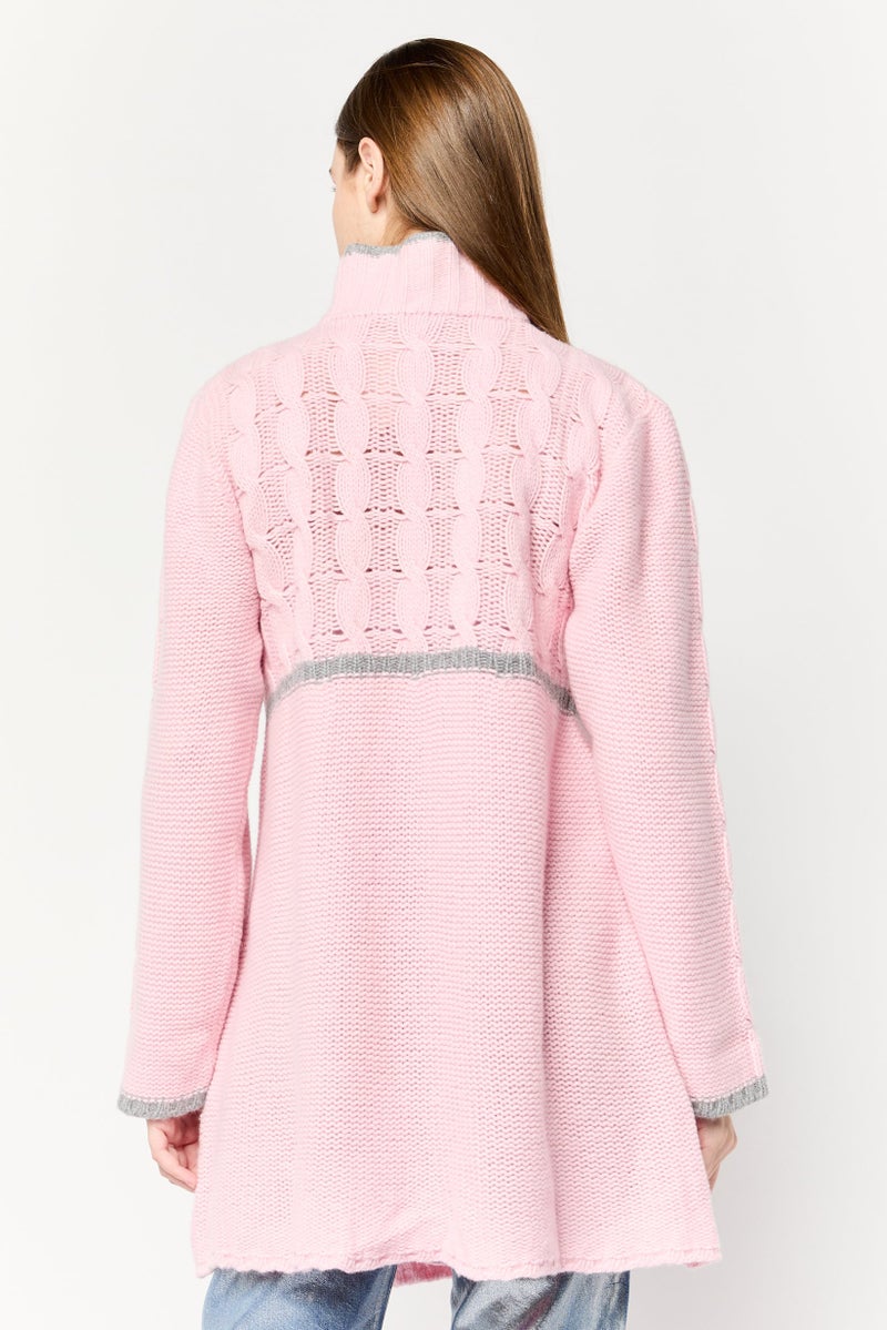 Harmont & Blaine Women Spread Collar Knitted Cardigan, Pink  - Image 4