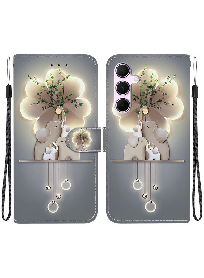 اس-توب جراب لهاتف Samsung Galaxy A55 5G مصنوع من الجلد برسومات ملونة وملمس كريستالي - Image 1