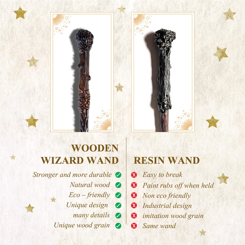 Handicraftviet Hand Carved Wooden Magic Wand Wooden Wand 15 Inch for Collectible Magic Wands Gift for Halloween and Birthday Party (Wizard Wand) - Image 2