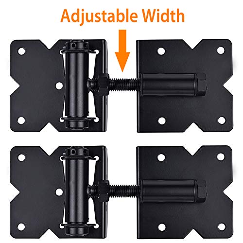 SANKINS Self Closing Gate Hardware Hinges Heavy Duty for Wooden/Vinyl/PVC Fences,90 Degree Adjustable, with Installation Screws and Swing Adjuster Tool,2 Pack/Set,Black - Image 2