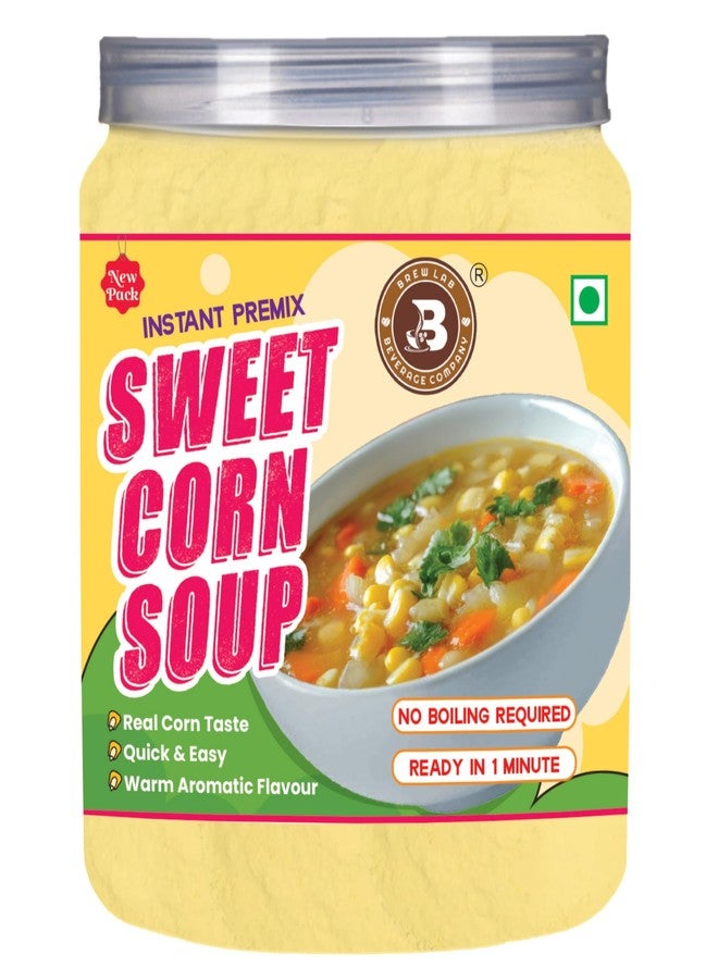 Brew Lab Instant Sweet Corn Soup Premix | Ready in 1 Minute | No Boiling Required | Real Corn Taste | Quick & Easy Veg Soup Mix (250 g) - Image 1