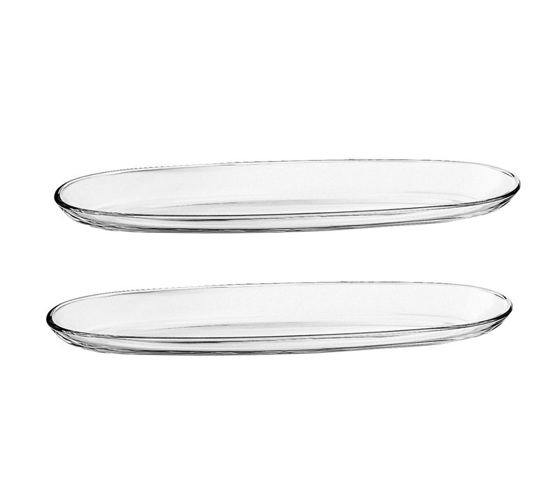 Barski  European Glass  Oval  Serving Tray  Platter  11 Long 375 Wide  Set of 2  Made in Europe