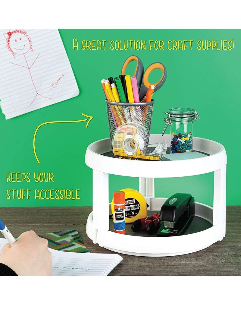 360° Rotating Rack 2 Tier Kitchen Turntable Spice Jar Storage Pantry Shelf Spinning Revolving Condiment Cupboard for Cabinet Refrigerator Bathroom - Image 3