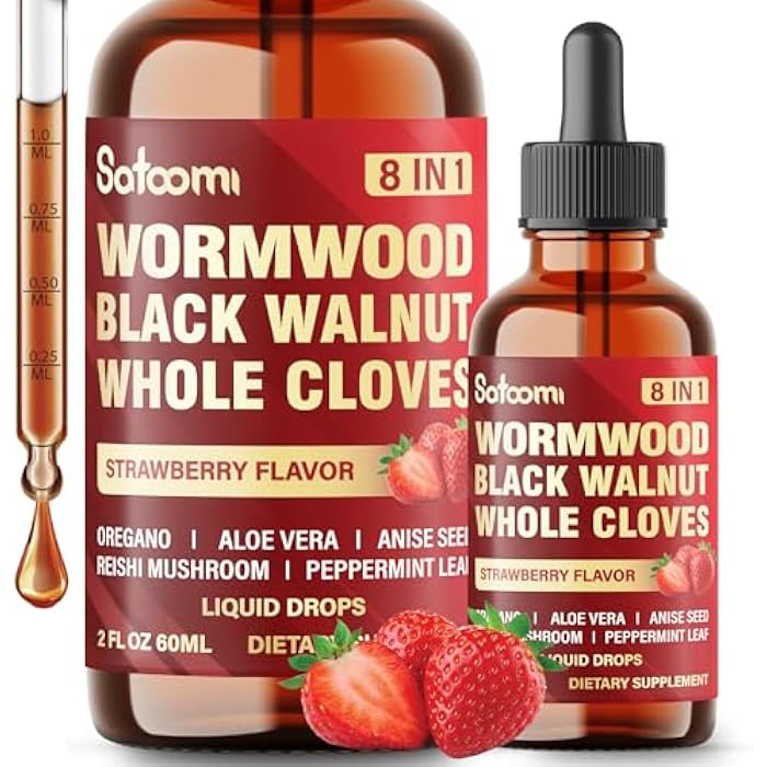 Satoomi 8in1 Wormwood Liquid Drops with Black Walnut, Whole Cloves and 5 More - 60ml for 60 Days Supply - Image 1