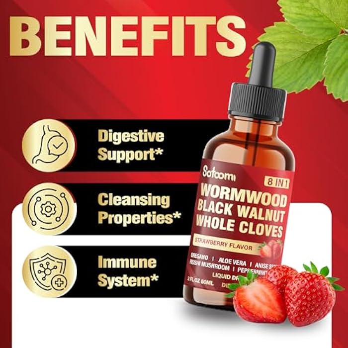 Satoomi 8in1 Wormwood Liquid Drops with Black Walnut, Whole Cloves and 5 More - 60ml for 60 Days Supply - Image 4