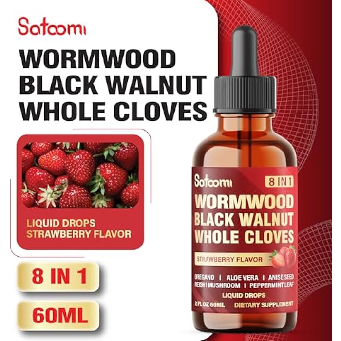 Satoomi 8in1 Wormwood Liquid Drops with Black Walnut, Whole Cloves and 5 More - 60ml for 60 Days Supply - Image 5