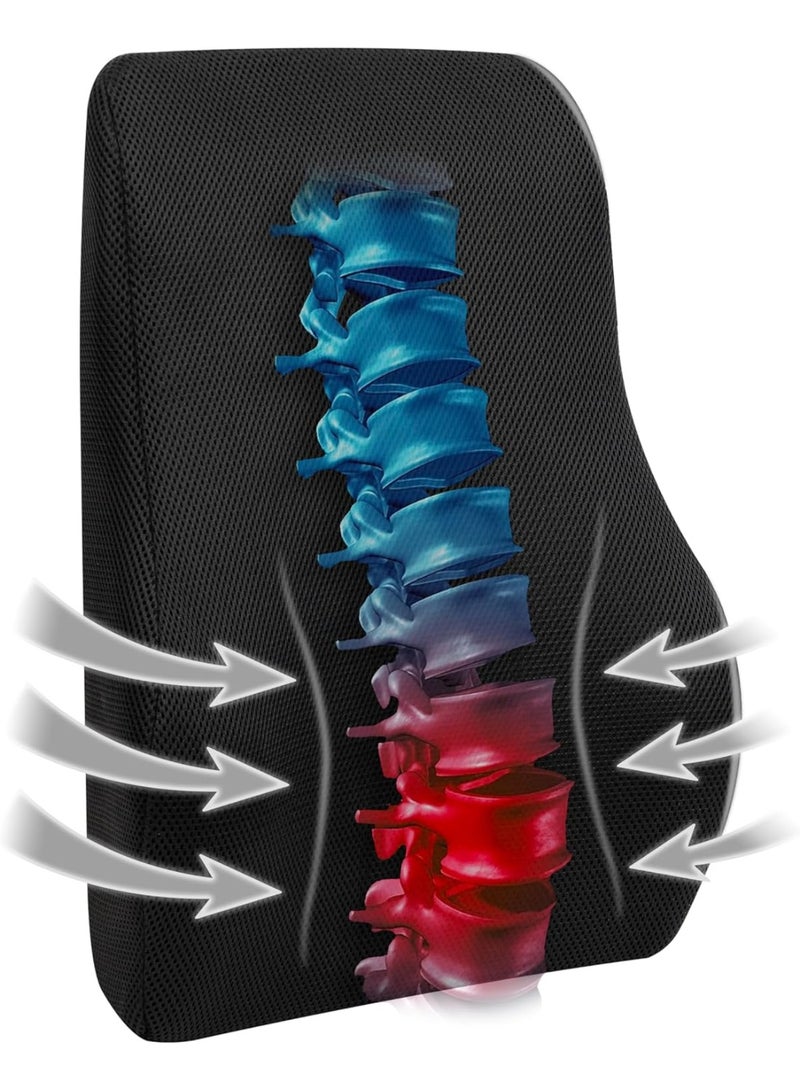 Memory Foam Lumbar Support Cushion for Office Chair and Car Seat, Ergonomic Back Support Pillow for Lower Back Comfort and Posture Support - Image 1