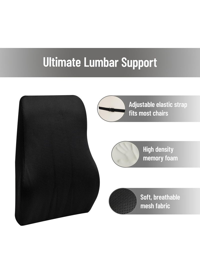 Memory Foam Lumbar Support Cushion for Office Chair and Car Seat, Ergonomic Back Support Pillow for Lower Back Comfort and Posture Support - Image 2