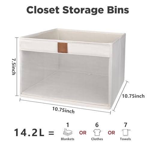COYACOOL Linen Closet Organizers and Storage, Closet Storage Bins Basket Organizer, Foldable Organization Baskets with Mesh Window for Clothes Towels and Toys, 10.75" x 10.75" x 7.5", Beige, 4 pack - Image 3