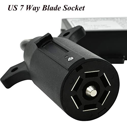 Oyviny USA to EU Trailer Light Converter US Vehicle 7-Way Blade Socket Adapter to European Trailer 7-Pin Round Connector Plug and Play Trailer Converter Waterproof (Color:Black) - Image 3