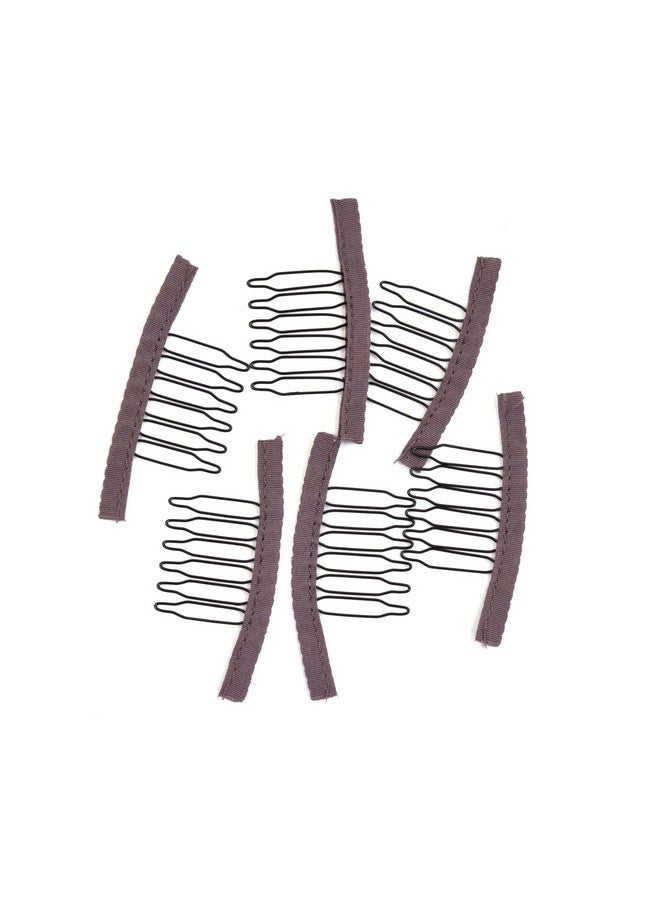 YTBYT 24 Pcs Wig Combs To Secure Wig 6Teeth Wig Comb Wig Clips With Cloth For Making Wig Caps Wigs (Brown) - Image 5