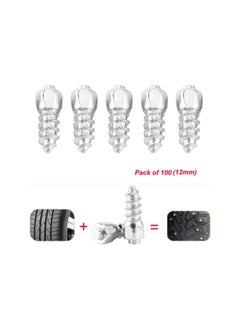 Tire Stud Screws, 100 Pcs 12mm Anti-Slip Screw Stud Wheel Tyre Snow Tire Spikes Screw in Tire Stud Trim Auto Accessories for Car Truck Auto Bike Boot Motorcycle SUV ATV