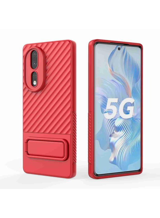 اس-توب جراب لهاتف Honor 80 5G مصنوع من مادة TPU ذات ملمس مموج مع غشاء عدسة - Image 2