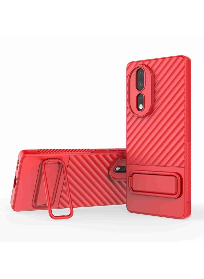 اس-توب جراب لهاتف Honor 80 5G مصنوع من مادة TPU ذات ملمس مموج مع غشاء عدسة - Image 1