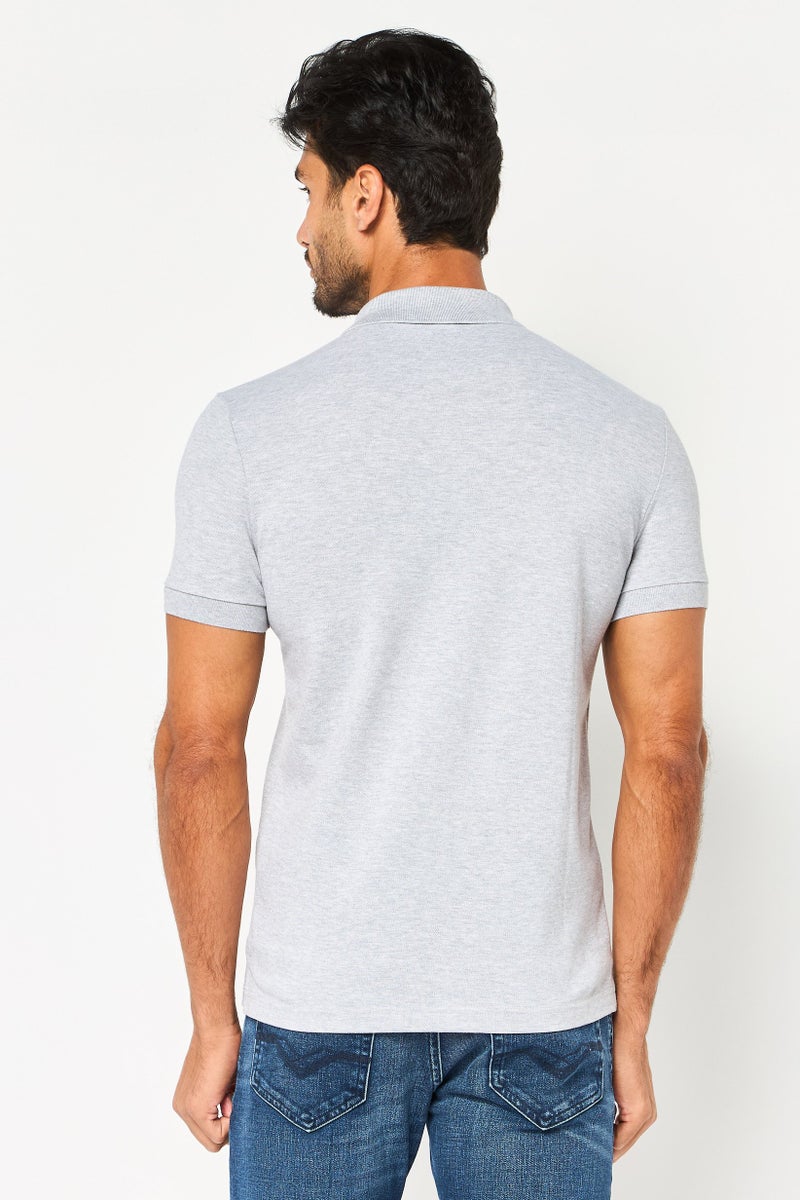 LACOSTE Men Slim Fit Short Sleeve Embroidered Logo Polo Shirt, Grey - Image 4