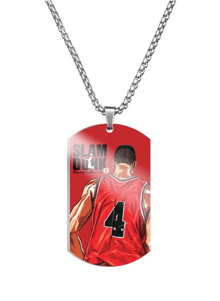 KUYING New Slam Dunk Color Printed Stainless Steel Necklace 