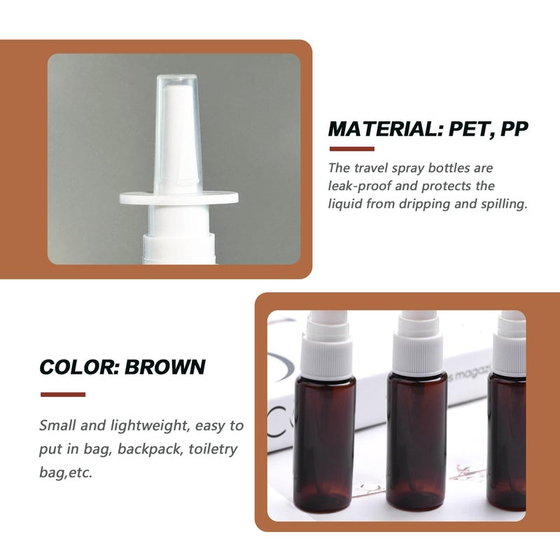 Natuworld 12PCS 10ml/0.34oz Amber Plastic Fine Mist Sprayers Empty Refillable Nasal Spray Bottle Travel Makeup Water Container For Saline Water Makeup Water Perfume Essential Oils - Image 3