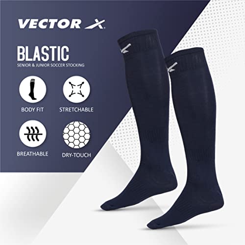 Vector X Plain Blastic Stockings Polyester Blend, Unisex, Knee Length, Pack of 1 Pair - Image 2