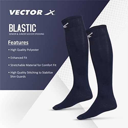 Vector X Plain Blastic Stockings Polyester Blend, Unisex, Knee Length, Pack of 1 Pair - Image 3