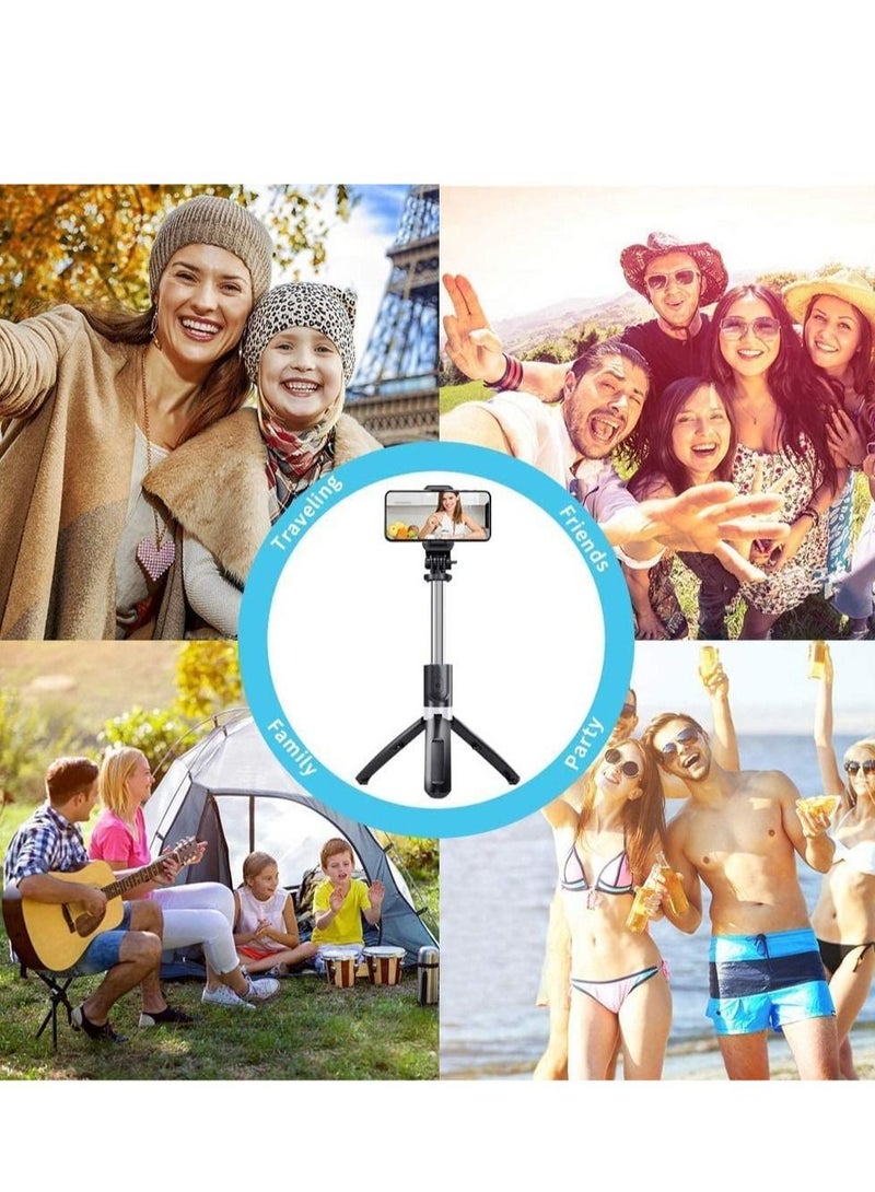 Bluetooth Extendable Selfie Sticks with LED Fill Light Wireless Remote and Tripod Stand 3-in-1 Multifunctional Selfie Stick Portable Lightweight Compatible with All Smartphones (Black-Fill Light)  - Image 5