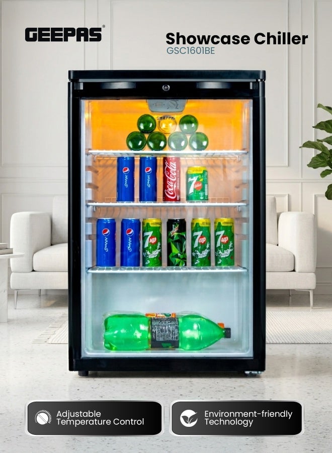 GEEPAS CFC Free Showcase Chiller with Compact Handle and Adjustable Thermostat 165 L 550 W GSC1601BE Black - Image 2