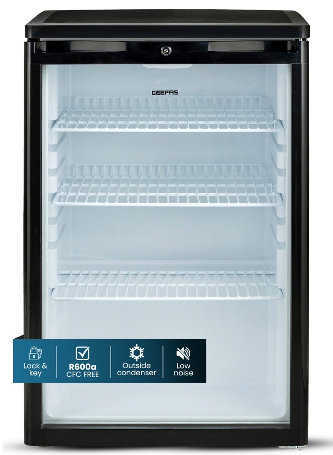 GEEPAS CFC Free Showcase Chiller with Compact Handle and Adjustable Thermostat 165 L 550 W GSC1601BE Black - Image 1