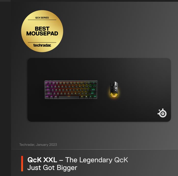 SteelSeries QcK Gaming Mouse Pad - XXL Cloth - Peak Tracking and Stability - Esports Mousepad - Never-Slip - Full Desk Coverage - Image 2