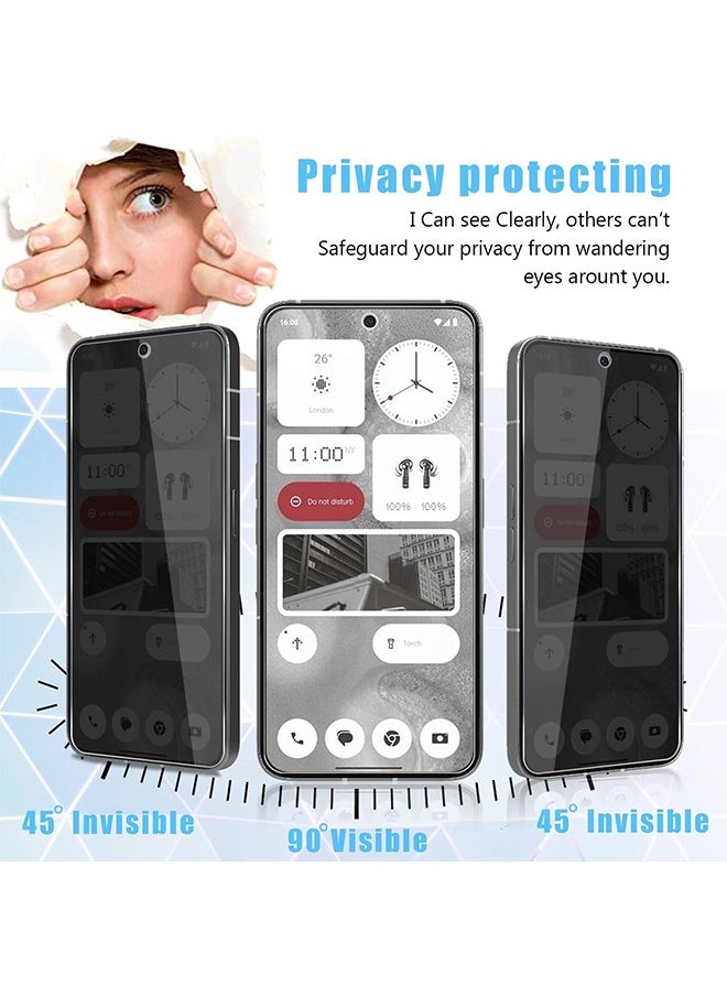SNBFA - 2 PCS Privacy Tempered Glass Screen Protector for Nothing Phone 2A, Easy to Install Protection with Fingerprint Ultra Clear Touch Sensitivity Anti-Spy Screen Protector - Image 1
