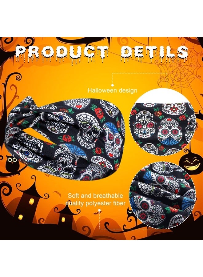 XunYee 28 Pcs Holiday Headbands Halloween Wide Headbands for Women Pumpkin Non Slip Hair Band Halloween Twist Head Wrap Ghost Knot Hair Accessories for Girls Party Celebration Thanksgiving Christmas - Image 3