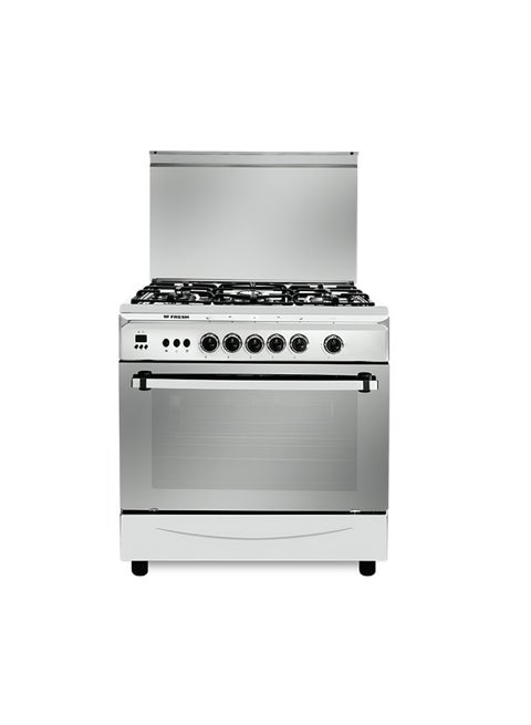 Italiano Digital Gas Cooker, 5 Burners, 55x80 cm, Stainless Steel - Fresh-500017305
