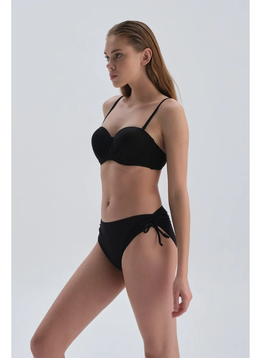 dagi Black Side Pleated Bikini Bottom