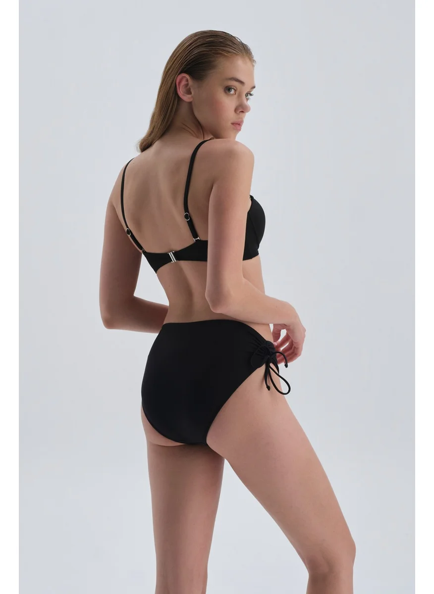 dagi Black Side Pleated Bikini Bottom