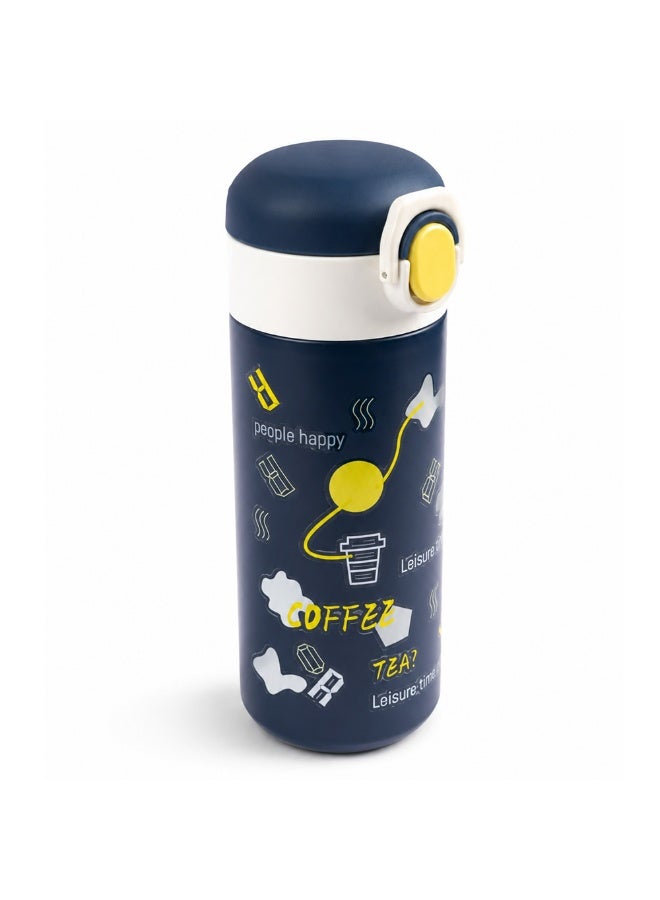 COCOBEE 500ml Insulated Stainless Steel Water Bottle – Leakproof, Odour-Free, with Soft Grip Handle – Blue (Ages 3+) + Marvel Spider-Man Magic Writing Board - Image 2