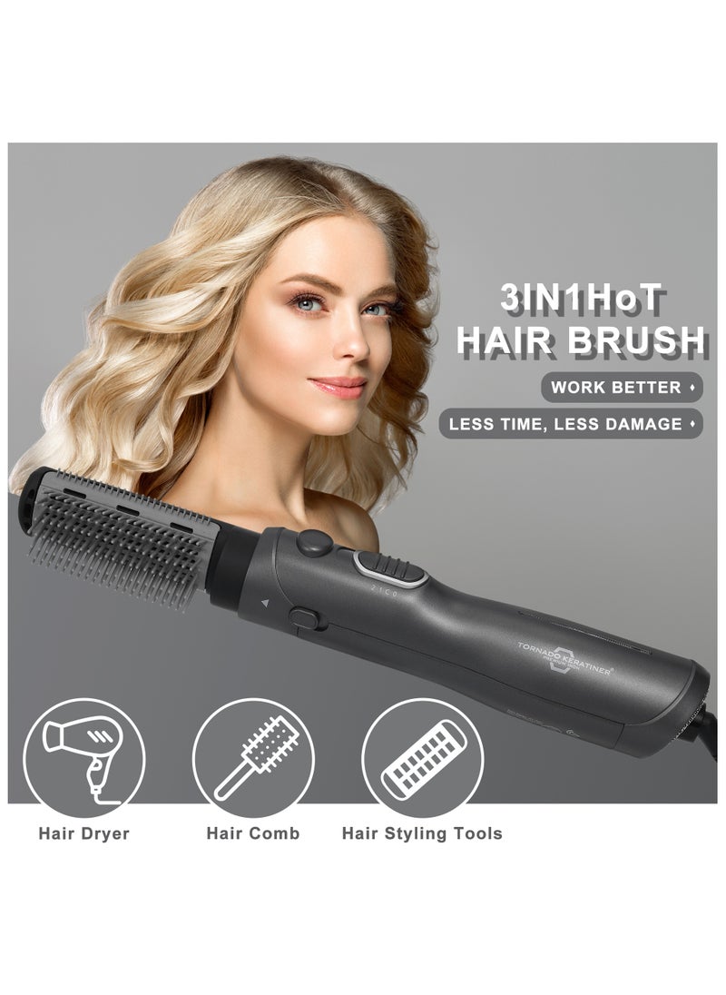 Tornado Keratiner - 3 IN1 Hair Styler Powerful Styling Unisex Hairbrush With 3 Temperatures Cool Air Setting Overheat Protection Hair Dryer & Volumizer Ionic Tech for Shiny Hair - Image 1