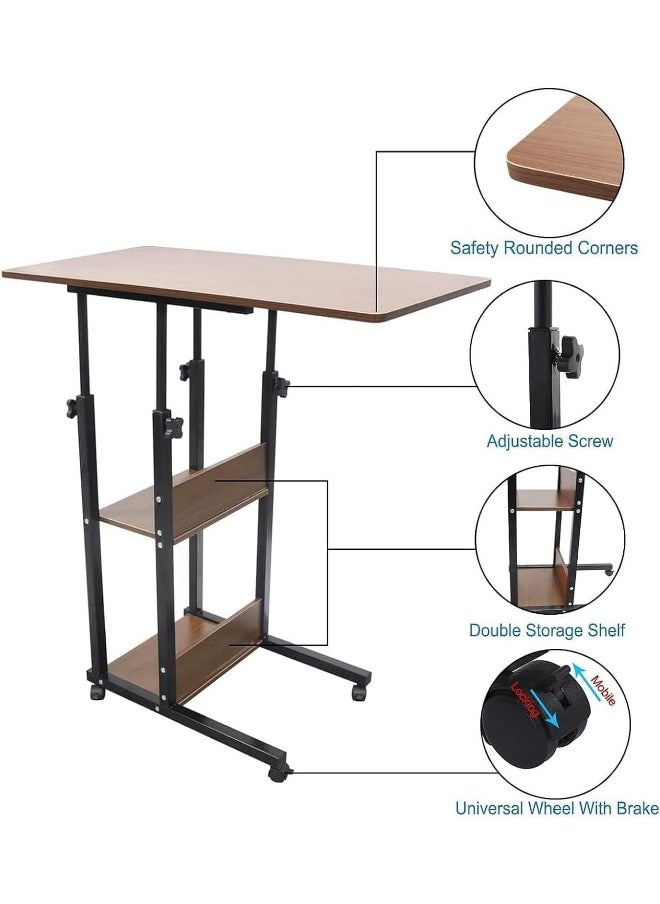 Generic - SUPAAR Adjustable Standing Desk, Small Desks for Small Spaces Portable Laptop Computer Desk, Table for Bedrooms Couch Desk for Home Office Table Mobile Rolling Desk on Wheels - Image 1